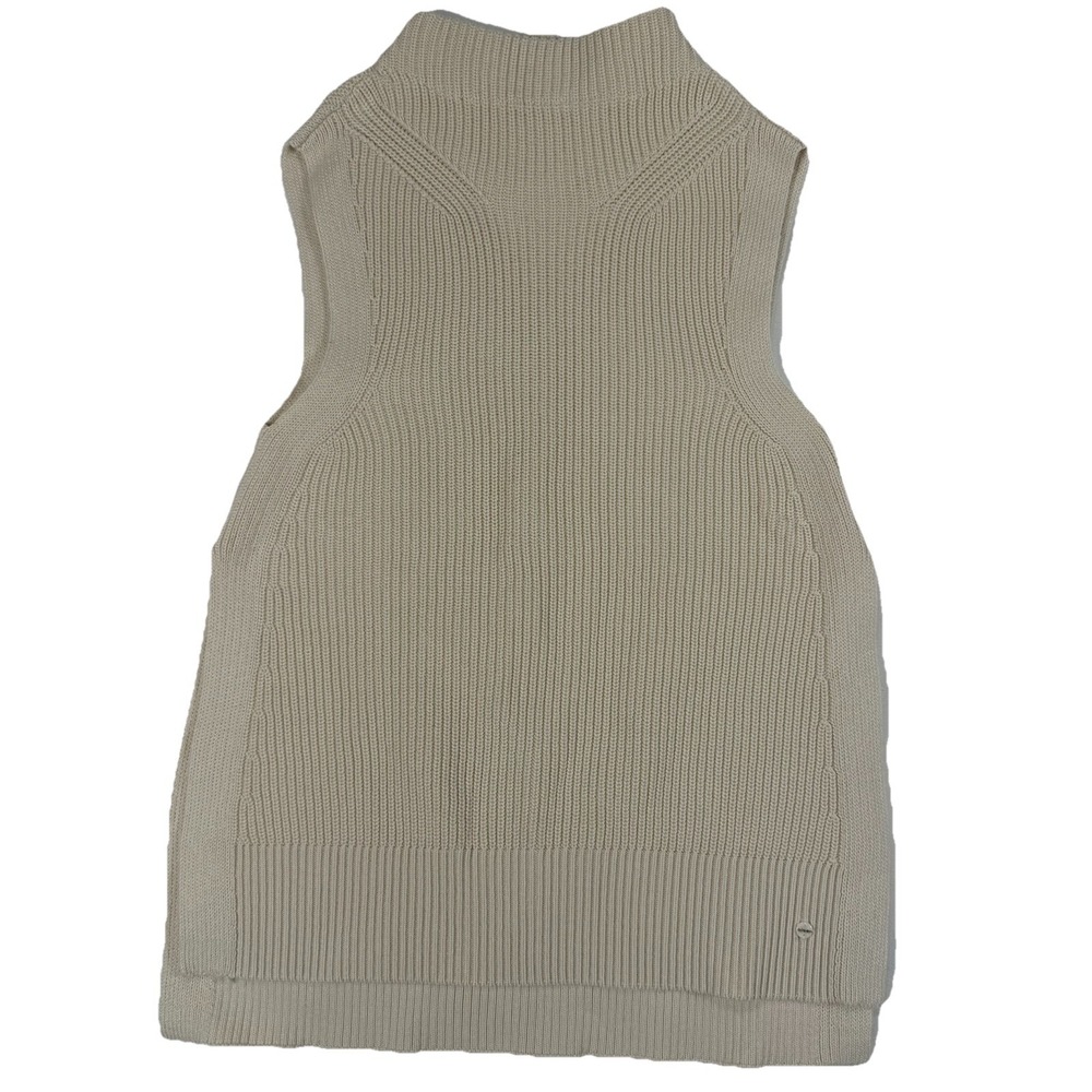 Olsen Cream Ribbed Turtleneck Sweater Vest sleeveless‎ wool Knit Top Old Money M